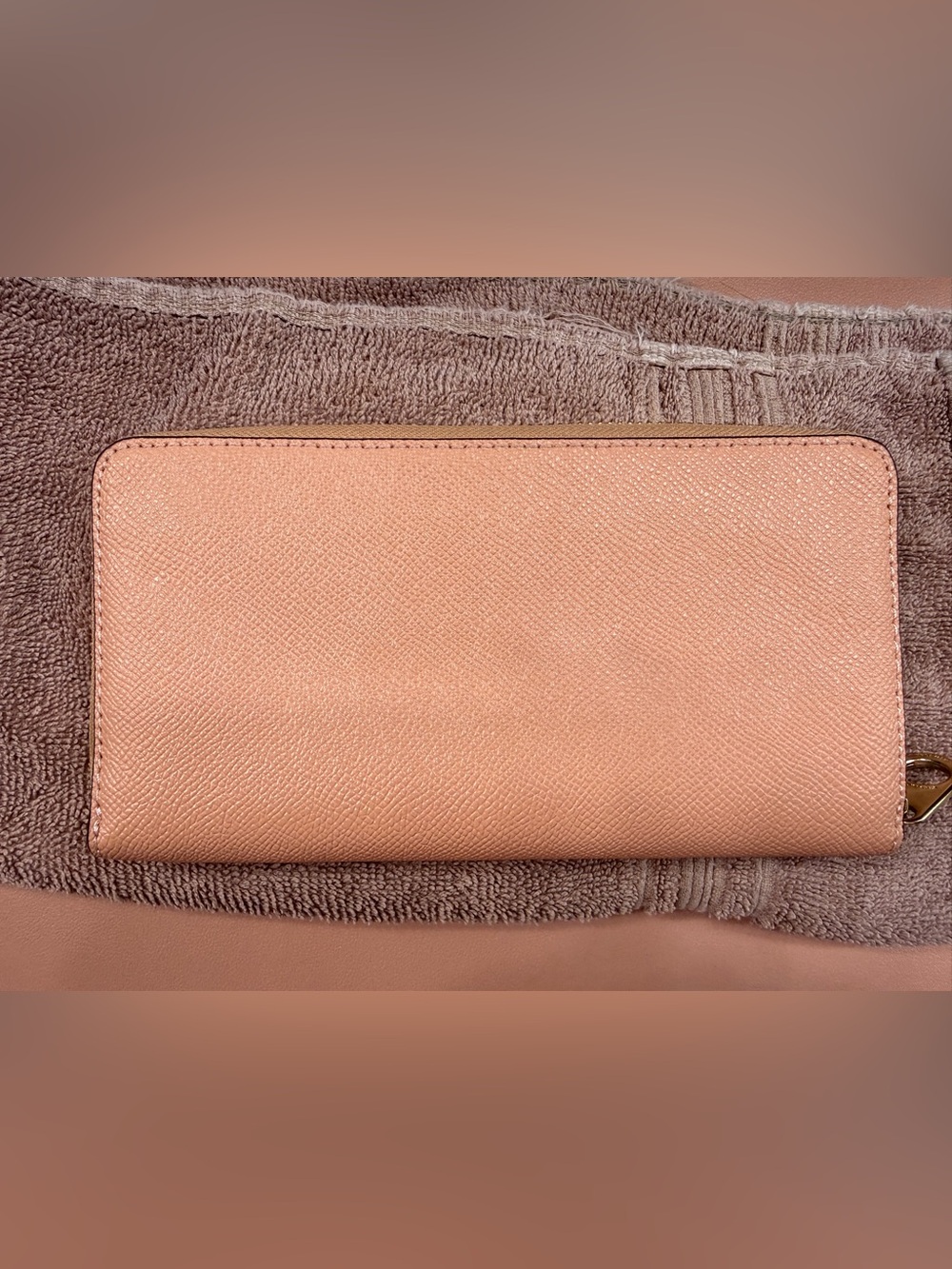 Coach Zip-Around Wallet in coral with Gold Hardware - Picture 2 of 4